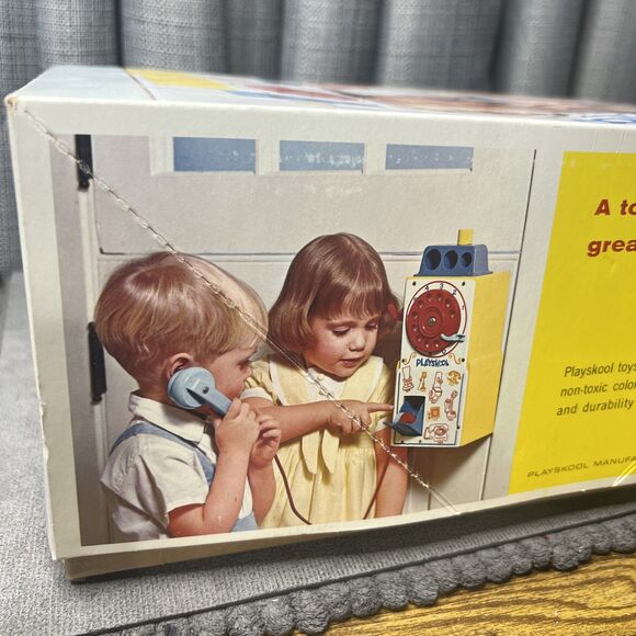 Vtg Playskool Toy Wood Pay Play Phone Rotary Dial Doorknob Coins 1954 #488 - Picture 7 of 11
